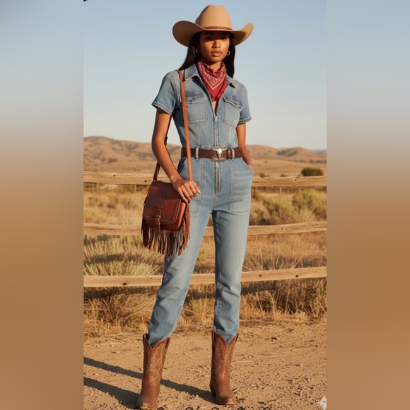 Good American denim jumpsuit, and it has a very clean, modern-utility vibe SZ 2 - Picture 4 of 16